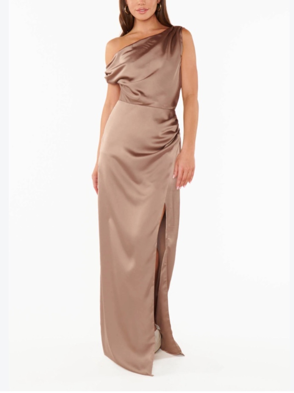 Show me your mumu Jodie ruched formal bridesmaid gown luxe satin sz XS